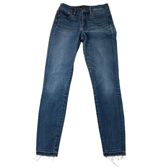 J.Crew Women's Jeans Size 27 8" Toothpick Skinny Ankle Blue Denim Casual Frayed - Picture 1 of 13